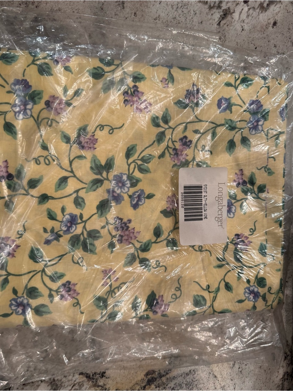Longaberger 5 Yard Uncut Yellow Vine Print - Never Opened.